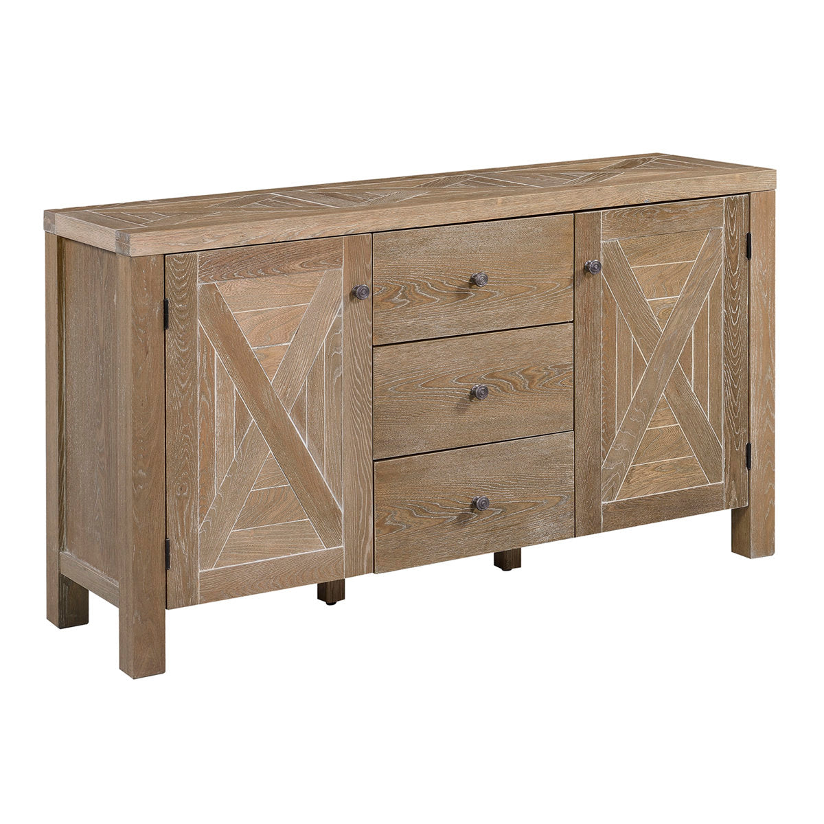 Sideboard with 2 Doors and 3 Drawers in French Elm
