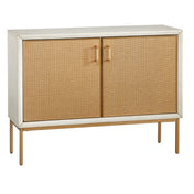 Sideboard with 2 Doors and Rattan Panels in Antique White