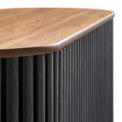 Sideboard with 2 Doors and Round Metal Legs, Black Wood Grain Finish