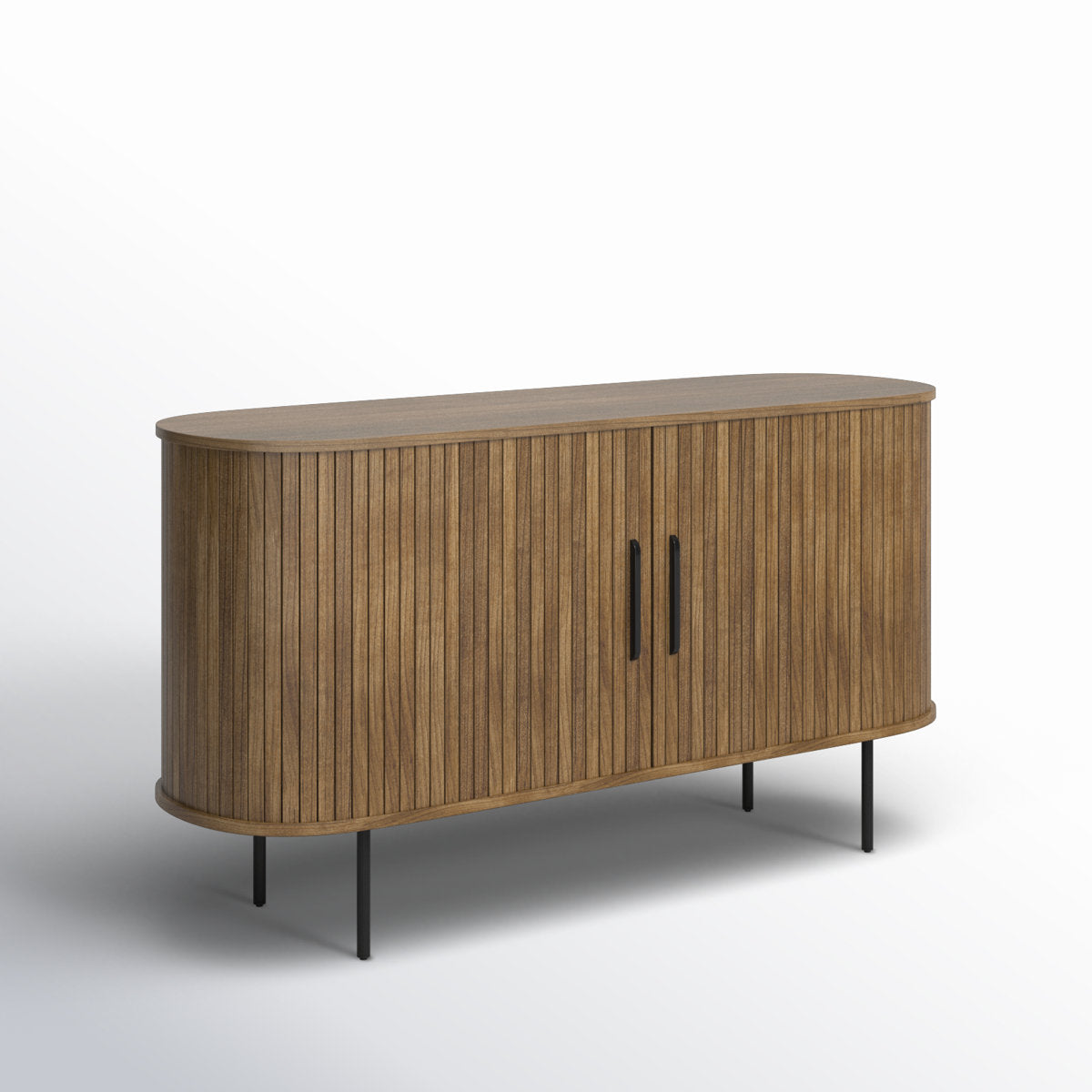 Sideboard with 2 Sliding Doors and 4 Shelves in Smoked Oak
