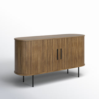 Sideboard with 2 Sliding Doors and 4 Shelves in Smoked Oak