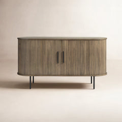 Sideboard with 2 Sliding Doors and 4 Shelves in Smoked Oak