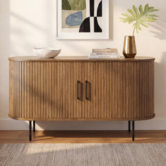 Sideboard with 2 Sliding Doors and 4 Shelves in Smoked Oak
