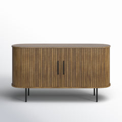 Sideboard with 2 Sliding Doors and 4 Shelves in Smoked Oak