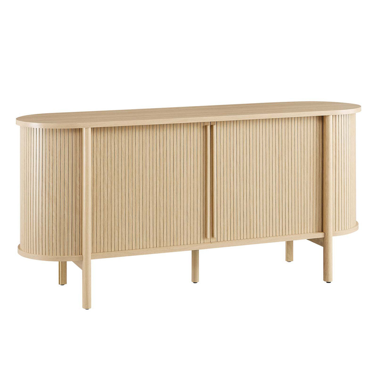 Sideboard with 2 Sliding Doors, Oak Solid and Manufactured Wood