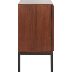 Sideboard with 3 Cabinet Doors and Woven Rattan in Walnut and Black