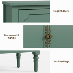Sideboard with 3 Doors, 47 in W, Green Gloss Finish