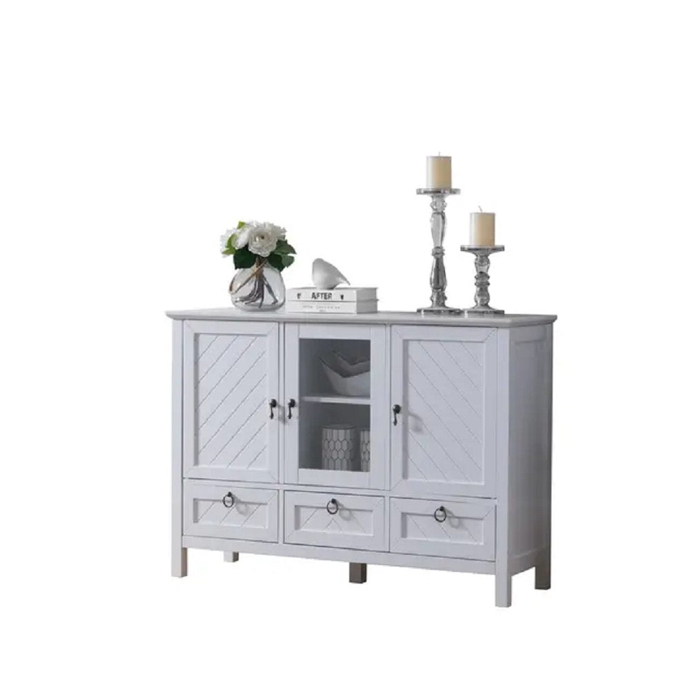 Sideboard with 3 Doors and 3 Drawers, White Gloss Finish