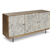 Sideboard with 3 Doors and 3 Shelves in Natural, Black and Ivory