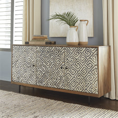 Sideboard with 3 Doors and 3 Shelves in Natural, Black and Ivory