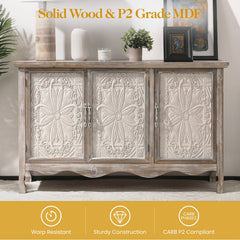 Sideboard with 3 Doors and Solid Wood Construction
