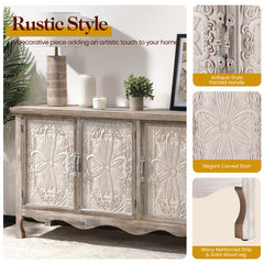 Sideboard with 3 Doors and Solid Wood Construction
