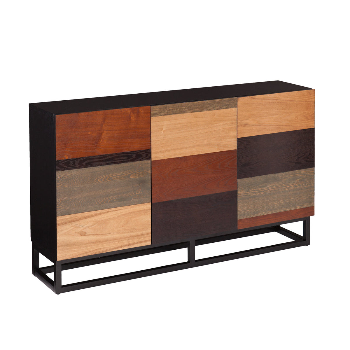Sideboard with 3 Doors, Multicolor Manufactured Wood with Iron Legs