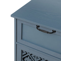 Sideboard with 3 Drawers and Adjustable Shelves in Blue Painted Wood