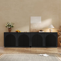 Sideboard with 4 Adjustable Shelves and Double Doors, Black MDF