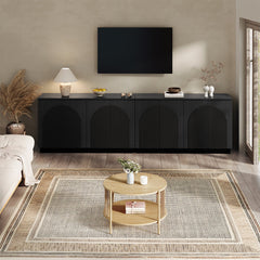Sideboard with 4 Adjustable Shelves and Double Doors, Black MDF