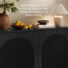 Sideboard with 4 Adjustable Shelves and Double Doors, Black MDF