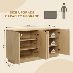 Sideboard with 4 Adjustable Shelves, Oak MDF