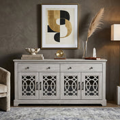 Sideboard with 4 Doors and 2 Drawers in Manufactured Wood, Dusty Gray Oak