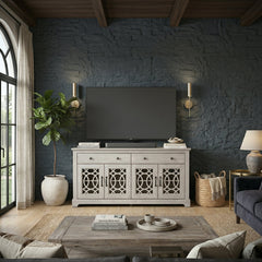 Sideboard with 4 Doors and 2 Drawers in Manufactured Wood, Dusty Gray Oak