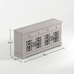 Sideboard with 4 Doors and 2 Drawers in Manufactured Wood, Dusty Gray Oak