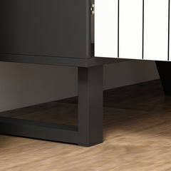 Sideboard with 4 Doors and Adjustable Shelves, Black and White