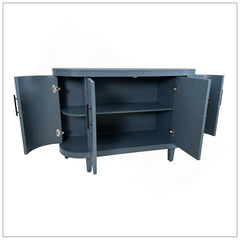 Sideboard with 4 Doors and Adjustable Shelves in Blue Wood