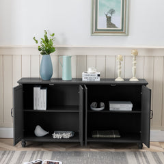 Sideboard with 4 Doors and Coffee Bar Top in Black