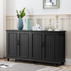 Sideboard with 4 Doors and Coffee Bar Top in Black