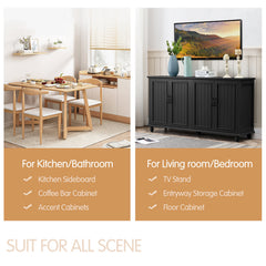 Sideboard with 4 Doors and Coffee Bar Top in Black