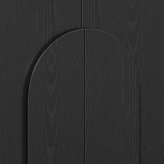Sideboard with 4 Doors and Curved Edges, Black Manufactured Wood