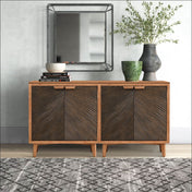 Sideboard with 4 Doors and Pine Legs in Brown