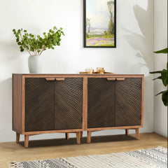 Sideboard with 4 Doors and Pine Legs in Brown