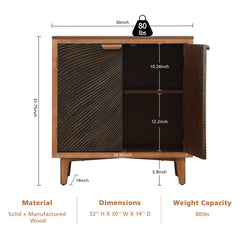 Sideboard with 4 Doors and Pine Legs in Brown