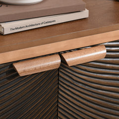 Sideboard with 4 Doors and Pine Legs in Brown