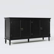Sideboard with 4 Doors and Solid Wood Legs in Black