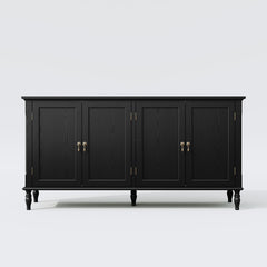 Sideboard with 4 Doors and Solid Wood Legs in Black