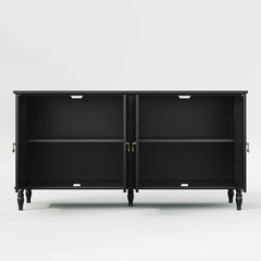 Sideboard with 4 Doors and Solid Wood Legs in Black