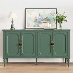 Sideboard with 4 Doors and Solid Wood Legs in Green