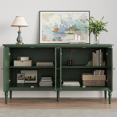 Sideboard with 4 Doors and Solid Wood Legs in Green