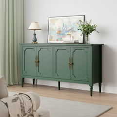 Sideboard with 4 Doors and Solid Wood Legs in Green
