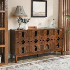 Sideboard with 4 Doors in Brown Manufactured Wood