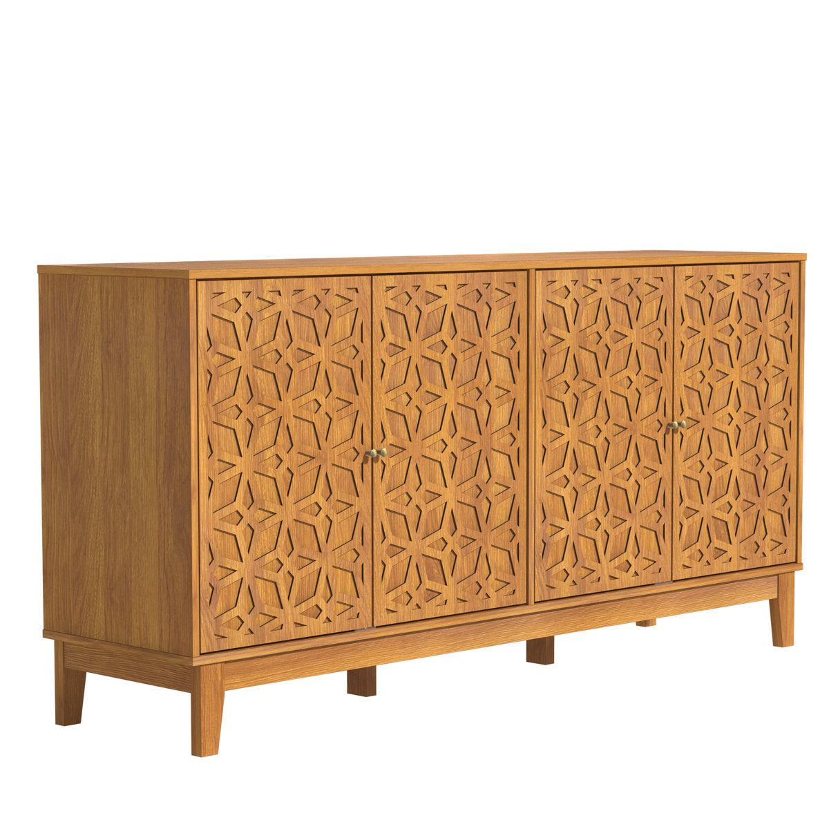 Sideboard with 4 Doors in Manufactured Wood, Brown Floral