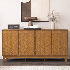 Sideboard with 4 Doors in Manufactured Wood, Brown Floral