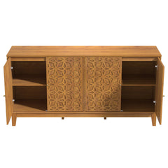 Sideboard with 4 Doors in Manufactured Wood, Brown Floral