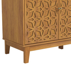 Sideboard with 4 Doors in Manufactured Wood, Brown Floral
