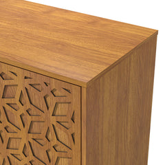 Sideboard with 4 Doors in Manufactured Wood, Brown Floral