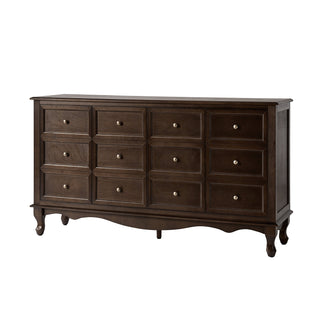 Sideboard with 4 Doors in Solid and Manufactured Wood, Walnut