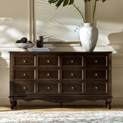 Sideboard with 4 Doors in Solid and Manufactured Wood, Walnut