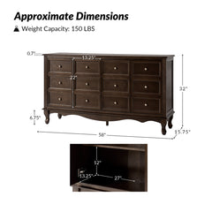 Sideboard with 4 Doors in Solid and Manufactured Wood, Walnut